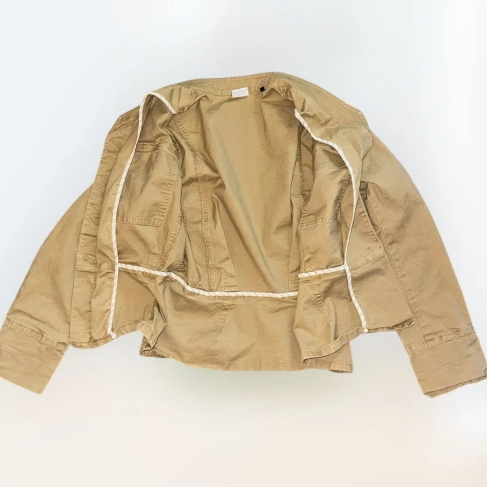 CAbi Fitted Military Jacket Button Closure Khaki Cotton Spandex size small - Picture 4 of 12